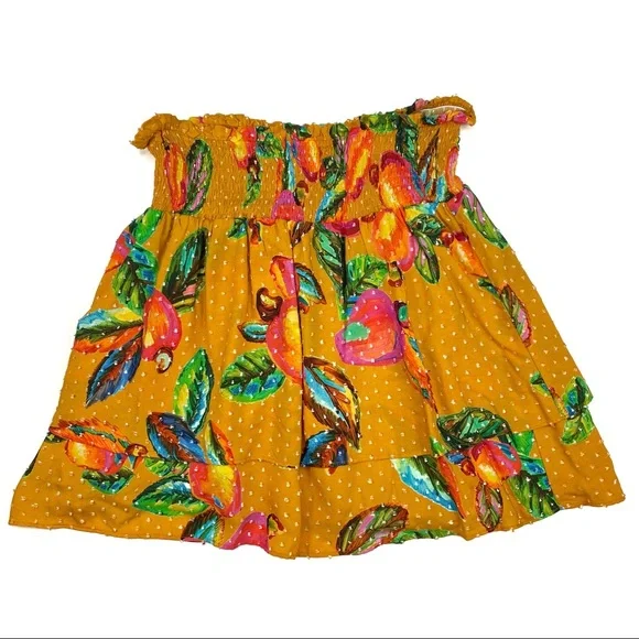 Farm Rio x Anthropologie Savana Tiered Fruit Print Skirt Size Large NWT